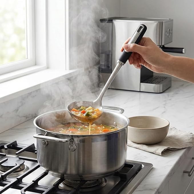 Stainless Cooking Utensils,Heavy-Duty Thickened Cooking Utensils,Kitchen Tools Include Solid & Slotted Spatula,Soup Ladle,Egg Whisk,Tongs,Skimmers