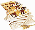 YOUBET 8 PCS Plastic Serving Trays - Ivory Wheat Straw Trays for Serving Food - Super Strong Disposable Platters, Heavy Duty Plastic Trays for BBQ, Picnic, Party, Wedding