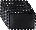 Set of 6 Plastic Serving Trays Food Tray - 14" x 9" Rectangle Serving Platter for Halloween Party Cafeteria Kitchen Restaurant, Small Flat Trays for Dessert Fruit Cookie Snack (6, Black)
