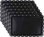 Set of 6 Plastic Serving Trays Food Tray - 14" x 9" Rectangle Serving Platter for Halloween Party Cafeteria Kitchen Restaurant, Small Flat Trays for Dessert Fruit Cookie Snack (6, Black)