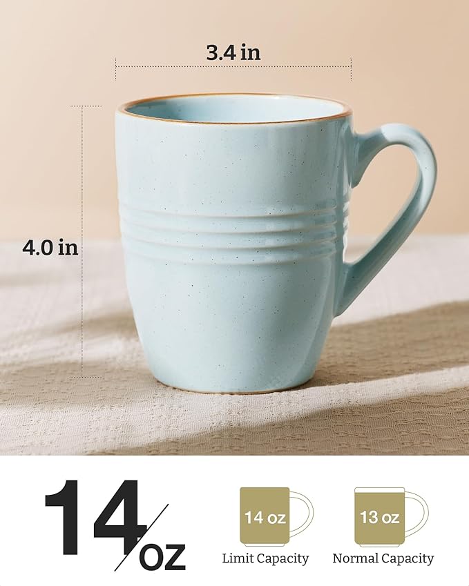 famiware Jupiter Coffee Mugs Set of 4, 14 OZ Coffee Mug, Microwave and Dishwasher Safe, Coffee Cups with Handle for Coffee, Tea, Cocoa, Milk, Multi-color (Pack of 2)