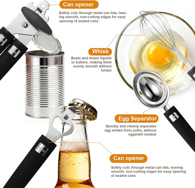 46Pcs 18/8 Stainless Steel Kitchen Utensils Set, Stainless Steel Cooking Utensils, Complete Tools with Metal Kitchen Gadgets for Beginner Cooks, Apartment Dwellers, Homemakers, Dishwasher Safe