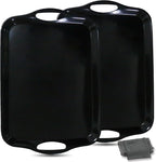 Czlizdyt 17.5 x 12’’ Large Melamine Serving Tray with Handles, Set of 2 Rectangular Melamine Serving Platters, Dishwasher Safe Trays for Eating, Appetizer, Charcuterie, Snack, Fruits, Desserts, Black