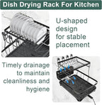 LIYI Dish Drying Rack,Large Dish Rack for Kitchen Counter,2-Tier Dish Racks with draining Tray,Detachable Capacity Dish Drainer Organizer,Black