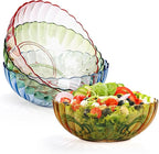 Fasmov 4 Pack Plastic Serving Bowls, Plastic Salad Mixing Bowls, 74oz Break Resistant Plastic Bowls for Salad, Fruit, Popcorn, Chip and Dip, Multicolor