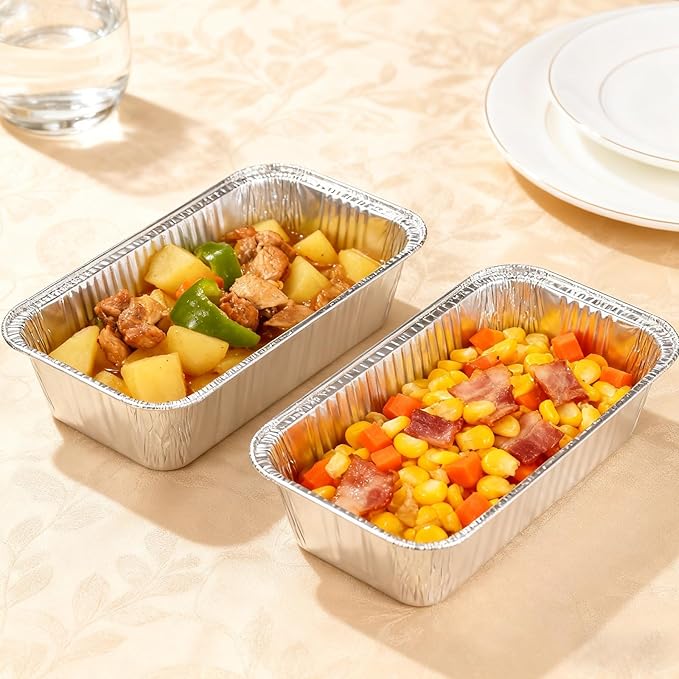 Disposable 2Lb Loaf Pans, 100 Pack Aluminum Bread Pans for Baking - 8.5" x 4.5" x 2.5" Foil Pans Perfect for Banana Bread, Cakes, Meatloaf & Food Serving