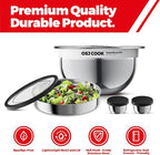 18/8 Stainless Steel Salad Bowl Kit - 74oz, Salad Bowls to go for Lunch, Comes with 1.7oz Condiment Container and Removable Tray for Organization - Leak-Proof, Dishwasher Safe (Mirror)