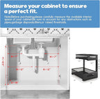 2 Pack 17IN Depth Under Sink Storage Organizer, Large 2-Tier Elegant Mesh Pull Out Shelf for Kitchen and Bathroom Cabinet Organization, L-Shaped and Adjustable Height Design-Black