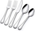 60-Piece Silverware Set for 12, Stainless Steel Flatware, Mirror Polished Cutlery Set, Utensils Include Spoons, Forks, Knives for Home, Restaurant, Beaded Handle, Dishwasher Safe