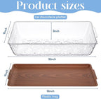 Baderke 1 Set 16" x 9" Plastic Chilled Serving Tray for Parties with Compartments Ice Chilled Party Platter Charcuterie Serving Board Cold Dish Dip for Fruit Seafood Vegetable Appetizer (Dark Wood)