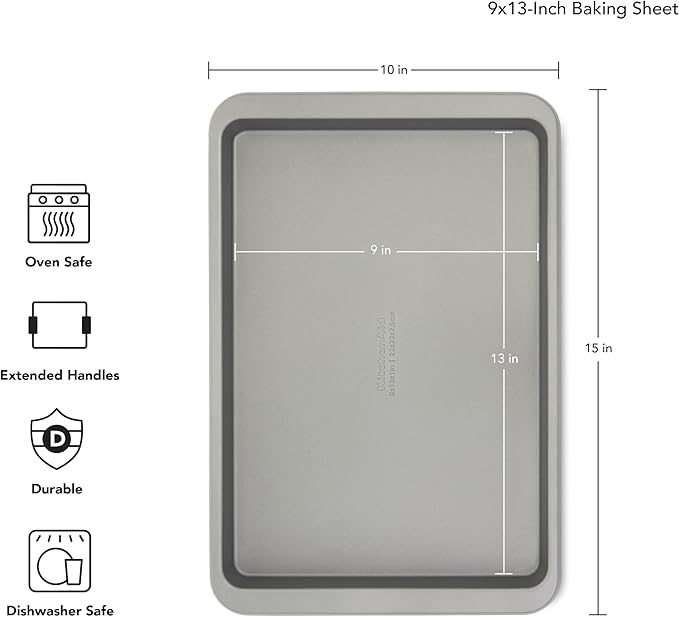 KitchenAid 9x13in Nonstick Aluminized Steel Baking Sheet,Contour Silver,(Pack of 6)