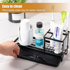 Toothbrush Holders for Bathrooms, Carbon Steel Tooth Brushing Holder Electric Toothbrush and Toothpaste Organizer Bathroom Accessories for Countertop, Shower, Sink - Matte Black