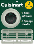 Cuisinart 2 Piece Sink Set – Sink Drain Strainer with Stainless Steel Rim & Silicone Mesh Base & Sponge Holder for Kitchen Sink, Metal Caddy with Triple Suction Cups, Daily Kitchen Essentials
