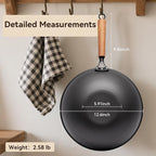 Carbon Steel Wok with Lid, 12.6" Flat Bottom Stir Fry Pan, Rolled Edge Spun Steel Wok, Coating-Free Wok for Induction, Gas & Electric Cooktops