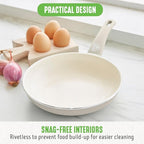 GreenLife Soft Grip 8” Frypan Skillet and Spatula Breakfast Cookware Set, PFAS-Free Ceramic Nonstick, Silicon Spatula with Bamboo Handle, Egg Omelette Bacon, Dishwasher Safe, Stay-Cool Handles, Cream