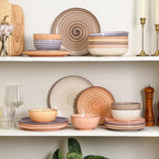 Selamica Ceramic Plates and Bowls Sets,24 Pieces Dinnerware Sets for 6,Scratch Resistant Dish Set for holiday gathering,Dishwasher & Microwave Safe, Maillard