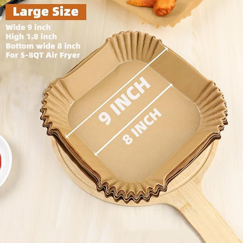 Air Fryer Liners Disposable,200PCS Victoyaw 9 Inch Square Air Fryer Parchment Paper Liners for 5-8QT Air fryer,Non-Stick Waterproof Airfryer Liners