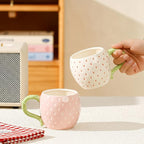 Cute Floral Coffee Mug Set of 4-12oz Ceramic Flower Embossed Cups with Petal Handles, Dishwasher and Microwave Safe