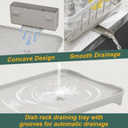 LIYI Drying Rack Tableware,Stainless Steel Drying Rack,304 Stainless Steel Drainage Material,Plastic Drainage Board,Knife and Fork Box,Intelligent Drainage Structure,Grey