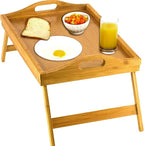 Home-It Bed Table Tray with Folding Legs - Bamboo Breakfast Tray with Handles for Bed, Sofa, Eating and Laptops, Snacking and Working