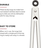 KitchenAid Set of 2 Stainless Steel Tongs with Scalloped Edges Easy Lock Dishwasher Safe Durable and Versatile 7 Inch and 9 Inch Silver