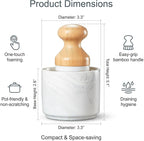 ONEMORE Bamboo Dish Brush with Ceramic Foaming Base, Kitchen Sink Scrub Brush Set with Spring and Mesh Insert, Wooden Handle Dishwashing Brush for Pots Pans Plates Bowls, Marble
