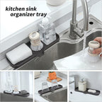 MicoYang Silicone Bathroom Soap Dishes with Drain Spout-Bathroom and Kitchen Sink Organizer,Sponge Holder,Dish Soap Tray,Perfect for Dispenser,Scrubber,Bottle,Cup on Sink or Counter-Coffee 12"×4"