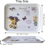 Large Serving Platter Melamine Trays 2 Pack Stackable Food Tray with Floral Print for Gift, Party, Decor, Home, Restaurant (Purple Lavender, Large)
