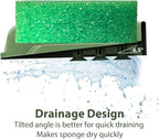 Sponge Holder for Scrub Daddy with Suction Cups and Drain Spout Kitchen Sink Caddy Organizer, Soap Dishes Holder Accessories Rack, Dishwasher Safe - 4.7"x4.7", Green