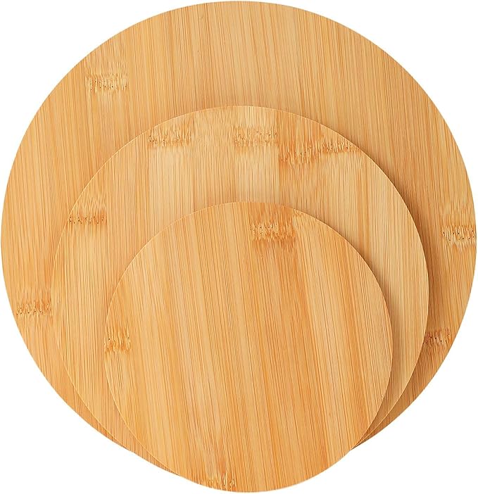Sustainable Salad Bowls Set with Wooden Lids (3 Bowls + 3 Lids) – Eco-Friendly, Multi-Purpose Mixing and Serving Bowls for Kitchen, Food Prep, and Storage