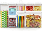Felli Flip Tite Storage Container with Lid 4" RECTANGULAR Air Tight Ring Flip Top, Stackable Acrylic Canister for Kitchen Counter Pantry, Cereal Granola Pasta Spice, Christmas Gift (4pk, Variety)