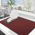 WISELIFE Dish Drying Mat Super Absorbent Drying Mat Large Dish Drying Mats for Kitchen Counter Easy Clean Dish Mat Kitchen Drying Mat16"x 24" Classic Red
