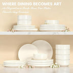 Plates and Bowls Sets, Scratch Resistant Dinnerware Sets for 8, 24 Pieces Porcelain Ceramic Dishware Dishes Set, Modern Stoneware Kitchen Dinner Set, Microwave and Dishwasher Safe, Cream White