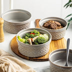Ceramic Bowls with Lids set of 4, Soup Bowls, 28 oz Charcuterie Bowls Set for Kitchen, Food Storage Container Bowls Dishwasher & Microwave Safe for Salad, Pasta, Snack, Oatmeal, Fruit, Grey