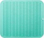 MicoYang Silicone Dish Drying Mat for Multiple Usage,Easy clean,Eco-friendly,Heat-resistant Silicone Mat for Kitchen Counter or Sink,Refrigerator or Drawer Liner Mint 2XL 24 inches x 18 inches