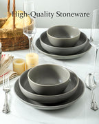 Cereal Bowls Set of 4, 24 oz Ceramic Bowls for Kitchen, Stoneware Soup Bowls for Salad, Ramen, Snack, Dessert, Unique Housewarming Gift, Dishwasher Microwave Safe, Matte Gray