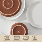 MALACASA Plates and Bowls Sets, 24 Pieces Modern Ceramic Dinnerware Set for 8 Kitchen Stoneware Dishes Dishware Set Microwave and Dishwasher Safe, White, Series TARA