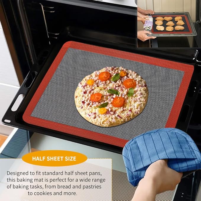 Professional Silicone Bread Baking Mat Non Stick Oven Liner Perforated Steaming Mesh For Half Sheet Size(11-4/5" x 15-3/4")
