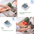 Tomorotec Roll Up Dish Drying Rack Over The Sink Grey Large Dish Drying Rack Rolling Foldable Collapsible SUS304 Stainless Steel Multipurpose Dish Drainer for Kitchen Counter (21”x11.8”)