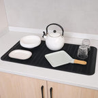 MicoYang Silicone Dish Drying Mat for Multiple Usage,Easy clean,Eco-friendly,Heat-resistant Silicone Mat for Kitchen Counter or Sink,Refrigerator or Drawer Liner Black 4XL 32 inches x 18 inches