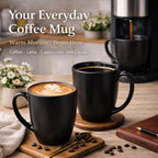 AmorArc 16oz Coffee Mugs Set of 6, Large Ceramic Coffee Mugs for Men Women Dad Mom, Modern Coffee Mugs with handle for Tea/Latte/Cappuccino/Cocoa. Dishwasher&Microwave Safe, Matte Black