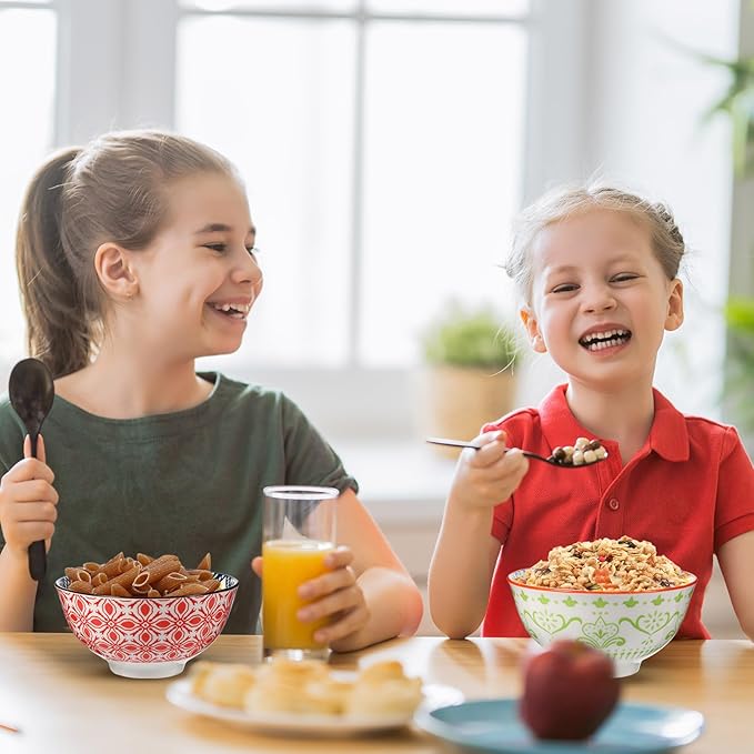 8 Pcs Colorful Ceramic Bowl Set 10 oz 4.75'' Porcelain Kitchen Soup Cereal Serving Bowls for Ramen Rice Dessert Snack Salad Ice Cream Pasta Oatmeal Microwave and Dishwasher Safe(Classic)