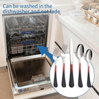 20-Piece Black Red Silverware Set, 18/0 Stainless Steel Colorful Handle Flatware Set,Service for 4,Modern Cutlery Set Includes Dinner Knives Forks Spoons,Mirror Polished,Dishwasher Safe