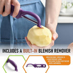 Spring Chef Professional Purple Swivel Vegetable Peeler for Kitchen, Stainless Steel Potato Peeler with Soft Grip Handle, Perfect For Veggie, Fruit, Carrot, Apple, Cucumber - Dishwasher Safe