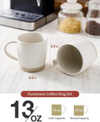 famiware Coffee Mugs Set of 4, Milkyway 13 oz Mug Set, Ceramic Cup Set with Handle for Coffee, Tea, Cocoa, Milk, Matte White (Pack of 2)