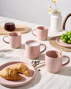 famiware Coffee Mugs Set of 4, Milkyway 13 oz Mug Set, Ceramic Cup Set with Handle for Coffee, Tea, Cocoa, Milk, Light Pink