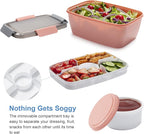 Freshmage Salad Container for Lunch, 2 Packs 68oz Large Salad Bowls with 4 Compartments, Salad Dressings Container for Salad Toppings, Snacks, Men, Women (Gray+Pink)