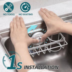 TAILI 4-in-1 Sink Caddy with Strong Suction Cup, Sponge Holder for Kitchen Sink Organizer, Removable, Rustproof, Stainless Steel Holder for Sponge, Brush, Scrubber, Scraper - White