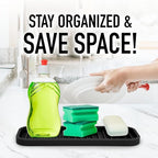 Zulay Kitchen (9x3.5) Silicone Sponge Holder for Kitchen Sink - Flexible Multipurpose Soap Tray Sponge Holder - Sink Organizer Tray for, Bathroom, Makeup, Trinkets & More (Black)