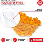 20oz Clear Plastic Serving Bowls (4 Pack) Medium Disposable Candy Dishes, Buffet Containers, Chips, Popcorn, Snacks, Mints, Salad Bar, Snack Bowl, Parties, Office Desk, Bridal Shower, Party Supplies